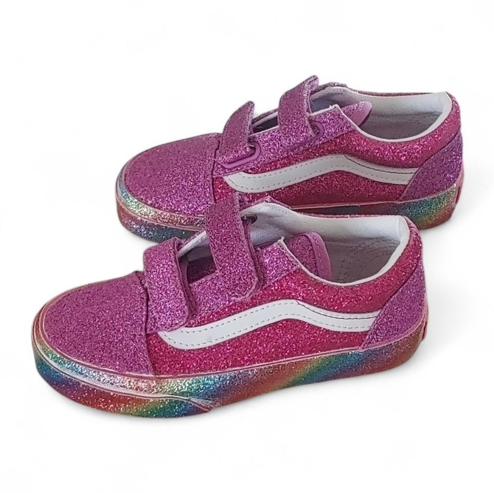 NWOT Vans Kids Old Skool Rainbow Glitter Shoes - Picture 2 of 8